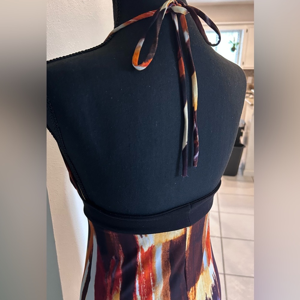 Elegant Open Back Multicolor Halter Maxi Dress - Picture 6 of 8